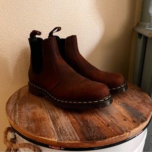 Yellow Stitch Crazy Horse Leather Slip On Dr. Martens Bex Chelsea Boots 🪶